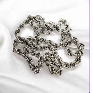 * 34" rope chain silver tone pull over or layer